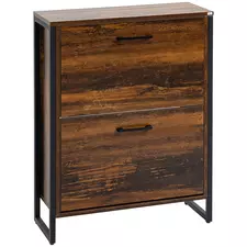 HOMCOM 12-Shoe, Two-Door Storage Cabinet - Wood-Effect - 1