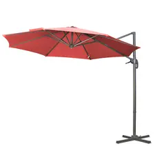 Outsunny 3 x 3(m) Cantilever Parasol with Cross Base Crank Handle - Wine Red - 1