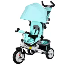 HOMCOM 6 in 1 Kids Trike with Parent Handle, Canopy, 5-point Safety Belt, Storage, Footrest, Brake, for 1-5 Years, Green - 1