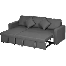 HOMCOM 3 Seater Sofa Bed with Storage, Delivered to Your Home for Free, Dark Grey - 1