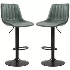 HOMCOM Set of Two Retro Tub Bar Stools - Green - 1