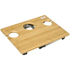 HOMCOM Portable Bamboo Top Wine and Glass Picnic Table - 1