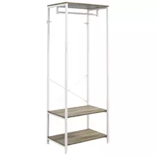 HOMCOM Hallway Coat Rack and Shoe Bench Tree - Grey - 1