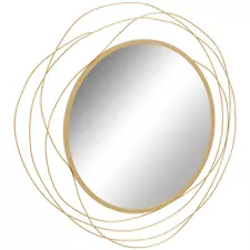 HOMCOM Abstract Metal Wire Wall Mirror, with Accessories - Gold Tone - 1