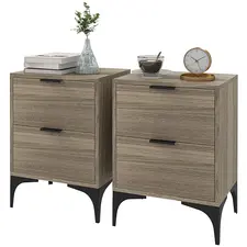 HOMCOM Set of Two Wood Effect Bedside Tables - 1