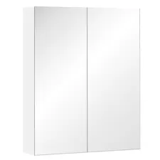 HOMCOM Bathroom Mirror Cabinet, 3-Tier Wall Mount Bathroom Storage Cabinet with Soft-Close Hinges and Adjustable Shelf, Double Door Cupboard, 60 x 15 x 75 cm, White - 1