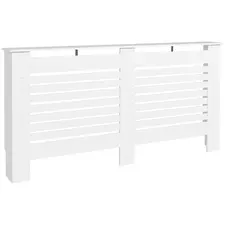 HOMCOM Radiator Cover, Modern MDF White Painted Cabinet with Horizontal Slats for Living Room, Bedroom, 152L x 19W x 81H cm - 1