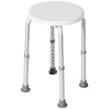 HOMCOM Shower Chair, Height Adjustable Aluminium Shower Stool with Non-Slip Feet for Disabled, Elderly, White - 1