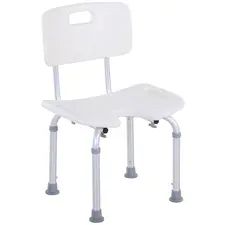 HOMCOM 8-Level Height Adjustable Bath Stool Spa Shower Chair Aluminum w/ Non-Slip Feet, Handle for the Pregnant, Old, Injured - 1
