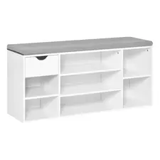 HOMCOM Shoe Storage Bench with Cushion - White - 1