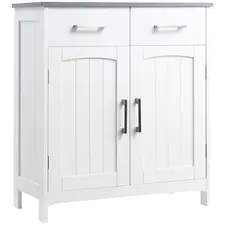 kleankin Freestanding Bathroom Cabinet, Storage Cupboard with 2 Drawers, Double Doors, Adjustable Shelf, White - 1