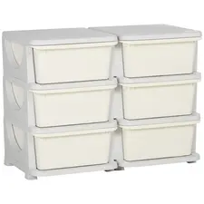 HOMCOM Kids Storage Unit, with Six Drawers - Cream - 1
