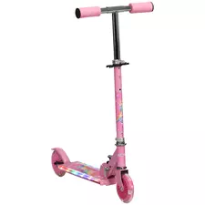 HOMCOM Kids Scooter, with Lights, Music, Adjustable Height, Foldable Frame, for Ages 3-7 Years - Pink - 1