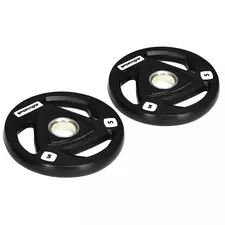 SPORTNOW Two 5kg Olympic Weight Plates, Tri-Grip Rubber-Coated Barbell Weights, with 5cm Holes, for Home, Gym, Office - 1
