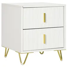 HOMCOM Elegant Chest of Two Drawers - White/Gold-Tone - 1