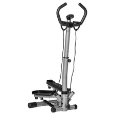 HOMCOM Adjustable Twist Stepper Fitness Step Machine, LCD Screen, Height-Adjust Handlebars, Home Gym, Silver and Black - 1