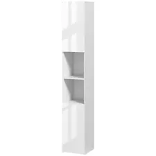kleankin Freestanding Bathroom Cabinet, High Gloss Storage Cabinet with Doors and Adjustable Shelves, 30 x 30 x 181.5 cm, White - 1