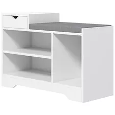 HOMCOM Multi-Compartment Shoe Bench, with Seat - White - 1