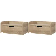 HOMCOM Floating Nightstands Set of 2, Wall Mounted Bedside Table with Drawer for Bedroom, Natural - 1