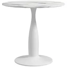 HOMCOM Small 2-Person Dining Table, Elegant Design Table with Steel Base and Non-slip Foot Pad, White and Grey - 1