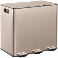 HOMCOM 45L Triple Compartment Stainless Steel Bin, with Deodoriser Holders - Gold Tone - 1