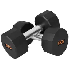 SPORTNOW Dumbbells Weights Set with 12-Sided Shape and Non-Slip Grip for Men Women Home Gym Workout, 2 x 6kg - 1