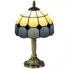 HOMCOM Handmade Art Deco Glass Table Lamp - White/Blue - 1