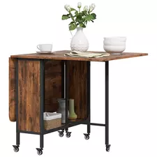 HOMCOM Six-Person Drop Leaf Dining Table - Rustic Brown/Black - 1