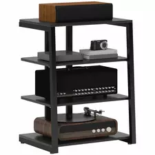 HOMCOM HiFi Stand, with Four Storage Shelves - Black - 1