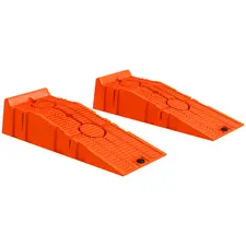 DURHAND 2 PCs Car Ramps Heavy Duty 2.5 Ton Motorhome Levelling Ramps, Plastic Garage Workshop Car Lift, Portable Automotive Vehicle Campervan Car Ramp, Orange - 1