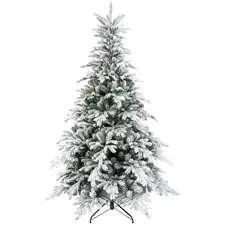 HOMCOM 5ft Bushy Snow-Flocked Artificial Christmas Tree, with LED Lights - 1
