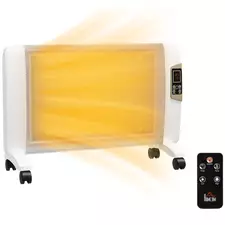 HOMCOM Mica Electric Space Heater, Portable Heater for Home with 2 Heat Settings, Living Room, Study, Garage, Adjustable Temperature 18-30°C, 1000W/2000W, White - 1