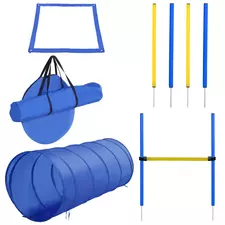 PawHut Pet Agility Training Equipment Dog Play Run Jump Obedience Training Set Adjustable (Poles + Hurdle + Tunnel + Pause Box) - 1