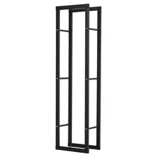 HOMCOM Metal Firewood Log Holder Tall Firewood Rack Indoor Outdoor Fireplace Wood Storage Shelf with Side Rails, Rust-Resistant, Black, 40W x 25D x 150H cm - 1