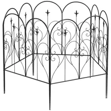 Outsunny Set of Five Decorative Heart Metal Fence Panels - Black - 1