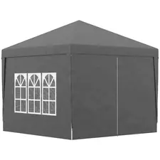 Outsunny 3 x 3 m Garden Pop Up Gazebo, Wedding Party Tent Marquee, Water Resistant Awning Canopy with Sidewalls, Windows, Carry Bag, Grey - 1