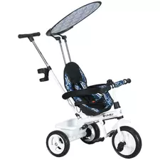 HOMCOM 6 in 1 Tricycle for Kids with 5-point harness straps, Removable Canopy, Blue - 1