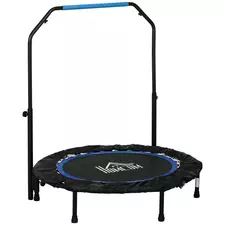 HOMCOM 40" Foldable Mini Fitness Trampoline, with Adjustable Foam Handle, Blue - 1