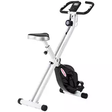 SPORTNOW Folding and Quiet Exercise Bike with 8-Level Magnetic Resistance and Heart Rate Sensor, for Home Gym, Black and White - 1