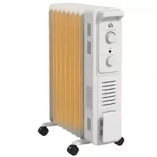 HOMCOM 2000W Quiet Oil Filled Radiator, 9 Fin Energy Efficient Portable Electric Heater with 3 Heat Settings, Adjustable Thermostat, Safety Tip Over, Overheat Protection, for Home, White - 1