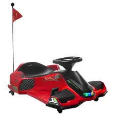 HOMCOM 12V Kids Electric Go Kart with Music, LED Lights, Slow Start, Red - 1