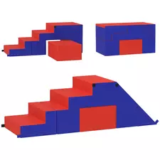 HOMCOM 2-piece Soft Play Set, Baby Foam Climber Block for Toddler 1-3 Years, Dark Blue - 1