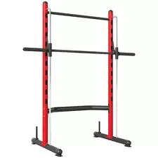 SPORTNOW Pull Up Station, Power Cage with Adjustable Seat, for Home Gym - Red - 1