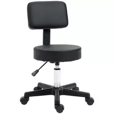 HOMCOM Swivel Salon Chair w/ Padded Seat Back 5 Wheels Adjustable Height Salon Hairdressers Tattoo Spa Rolling Black - 1