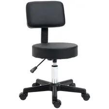 HOMCOM Swivel Salon Chair w/ Padded Seat Back 5 Wheels Adjustable Height Salon Hairdressers Tattoo Spa Rolling Black - 1