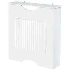 HOMCOM Painted MDF Radiator Cover Heater Cabinet Modern Slatted Home Furniture Living Room Bedroom Worktop White 82H x 78W x 19D - 1