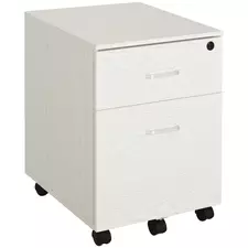Vinsetto 2-Drawer Locking Office Filing Cabinet w/ 5 Wheels Rolling Storage Hanging A4 Cupboard Home Organisation White Wood Grain - 1