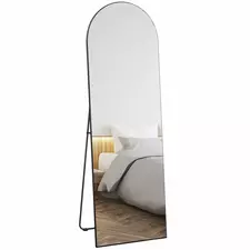 HOMCOM 150cm Arched Full Length Mirror - Black - 1