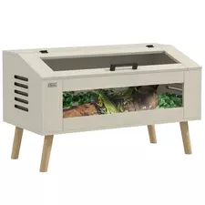 PawHut 140L Vivarium for Snakes, Lizards, Horned Frogs, Chameleons, Hamsters, Gerbils with Tempered Glass Windows - 1