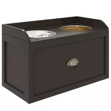 PawHut Stainless Steel Raised Dog Bowls, with 21L Storage Drawer for Large Dogs - Brown - 1